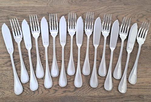 Christofle - Visbestekset (16) - Perles - Verzilverd, Antiek en Kunst, Antiek | Meubels | Tafels