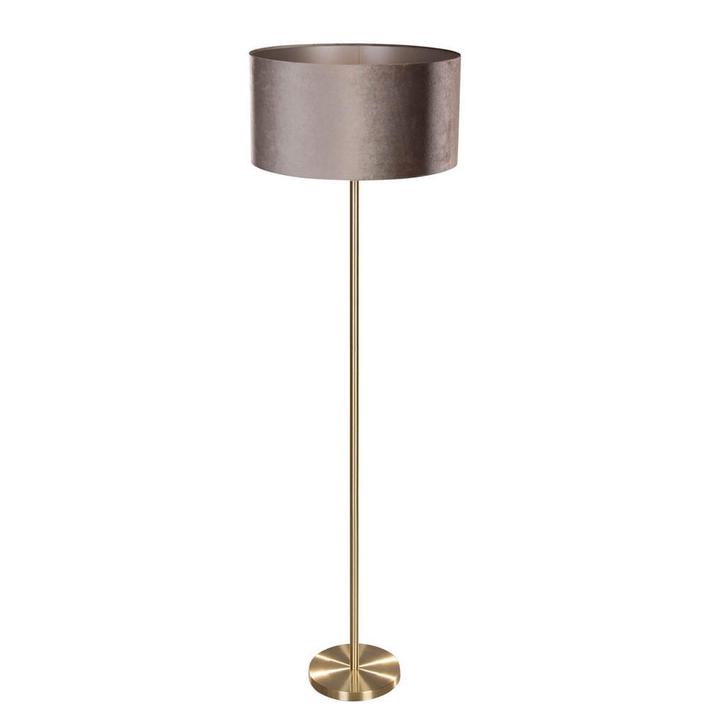 Vloerlamp messing met velours kap taupe 50cm - Simplo, Huis en Inrichting, Lampen | Vloerlampen, Nieuw, Overige materialen, 150 tot 200 cm