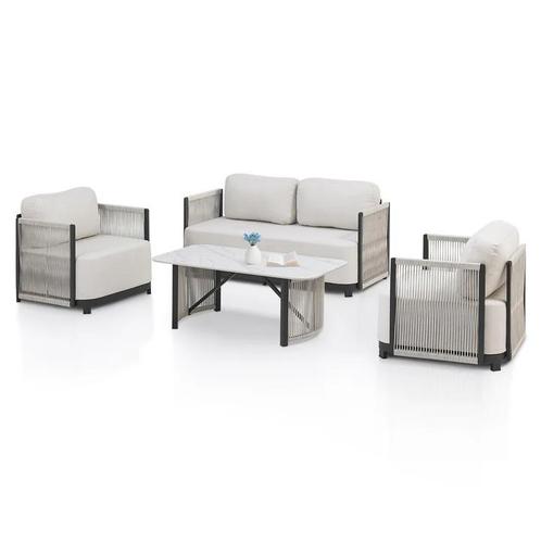 Tuinmeubelset - Curacao - Beige, Tuin en Terras, Tuinsets en Loungesets, Nieuw, Verzenden