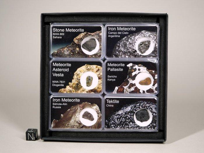 Meteoriet Starter Collectie 5 Meteorieten + 1 Tektiet - Deel, Verzamelen, Mineralen en Fossielen