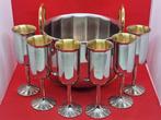 Champagne koeler (7) - Compleet met 6 fluiten - Zilveren en