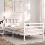 vidaXL Bedframe met hoofdbord massief hout wit 90x200 cm, Huis en Inrichting, Slaapkamer | Bedden, 90 cm, Eenpersoons, Verzenden