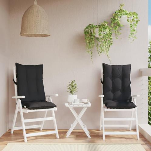 vidaXL Stoelkussens 2 st hoge rug oxford stof zwart, Huis en Inrichting, Woonaccessoires | Kussens, Zwart, Nieuw, Verzenden