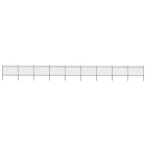 vidaXL Tuinhek met ronde bovenkant 15,3x1,2 m staal zwart, Tuin en Terras, Schuttingen, Nieuw, IJzer, 1 tot 2 meter, Verzenden