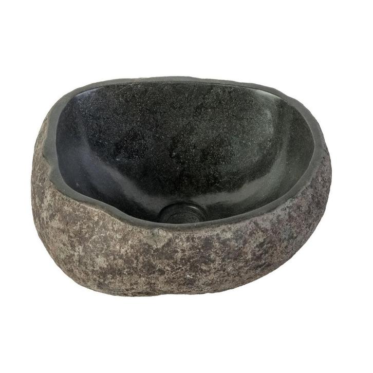 Waskom BWS Stone Rond 35x15x12 cm Riviersteen Grijs, Doe-het-zelf en Verbouw, Sanitair, Ophalen of Verzenden