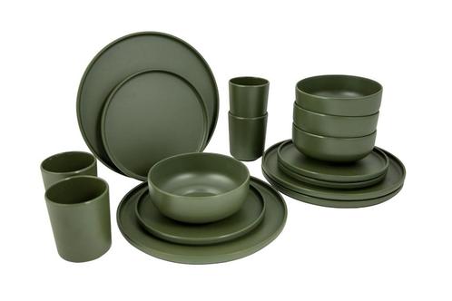 Bo-Camp Patom melamine serviesset - 16-delig - Groen, Huis en Inrichting, Keuken | Bestek, Nieuw, Verzenden