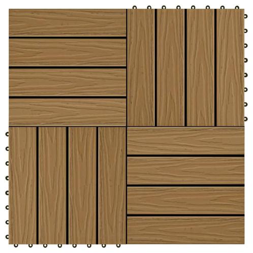 vidaXL Terrastegels diep reliëf 30x30 cm 1 m² HKC teakkleur, Doe-het-zelf en Verbouw, Vloerdelen en Plavuizen, Nieuw, Verzenden