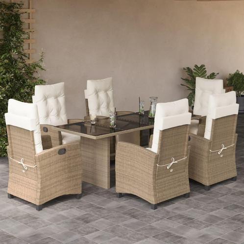 vidaXL 7-delige Tuinset met kussens poly rattan beige, Tuin en Terras, Tuinsets en Loungesets, Tuinset, Nieuw, Rotan, Verzenden