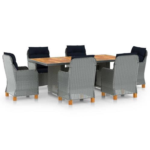 vidaXL 7-delige Tuinset met kussens poly rattan lichtgrijs, Tuin en Terras, Tuinsets en Loungesets, Tuinset, Nieuw, 6 zitplaatsen
