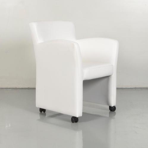 Verrijdbaar Fauteuil Frontseat - Wit leder, Huis en Inrichting, Bureaustoelen, Ophalen of Verzenden