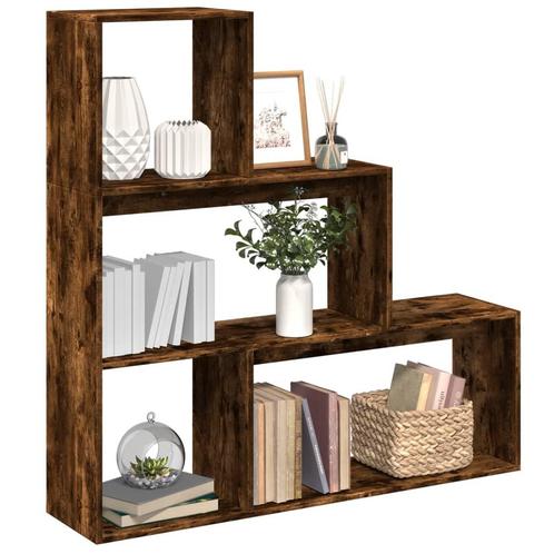 vidaXL Kamerscherm / boekenkast 123x29x123 cm hout gerookt, Huis en Inrichting, Kasten | Boekenkasten, Nieuw, Overige houtsoorten