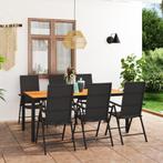 vidaXL 7-delige Tuinset zwart en bruin, Tuin en Terras, Tuinsets en Loungesets, Nieuw, Tuinset, 7 zitplaatsen, Verzenden