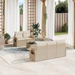 vidaXL 6-delige Loungeset met kussens poly rattan beige, Tuin en Terras, Tuinsets en Loungesets, Verzenden, Nieuw, Rotan, Loungeset