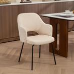 Eetkamerstoel, Corduroy Bekleding, Schaalvorm, Metalen Poten, Huis en Inrichting, Stoelen, Verzenden, Nieuw