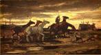 Achille Giroux (1820-1854) - Op weg met paarden, Antiek en Kunst, Kunst | Schilderijen | Klassiek