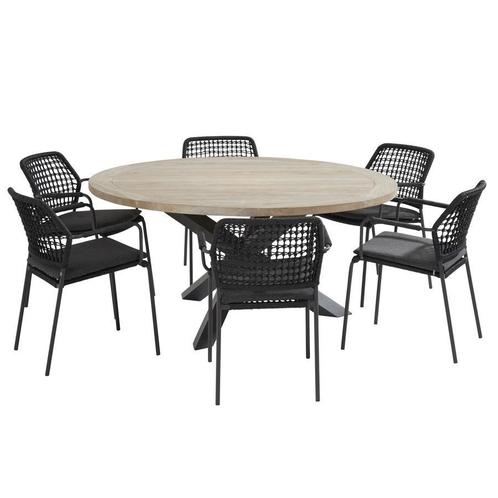 Louvre Barista dining tuinset 160 cm rond 7 delig antraciet, Tuin en Terras, Tuinsets en Loungesets, Nieuw, Ophalen of Verzenden