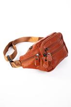 Heuptasje Echt Leer Vakjes Fanny Pack Rood Bruin Cognac Rood, Sieraden, Tassen en Uiterlijk, Tassen | Damestassen, Ophalen of Verzenden