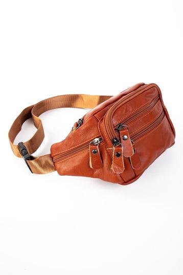 Heuptasje Echt Leer Vakjes Fanny Pack Rood Bruin Cognac Rood beschikbaar voor biedingen