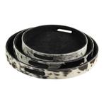 dienbladen koehuid rond zwart/wit (set of 3), Huis en Inrichting, Verzenden, Nieuw