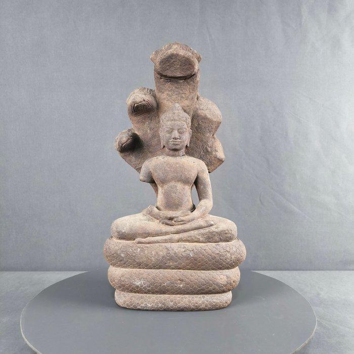 Lopburi School (Cruciale periode) Zandsteen Zeldzame Boeddha, Antiek en Kunst, Antiek | Overige Antiek