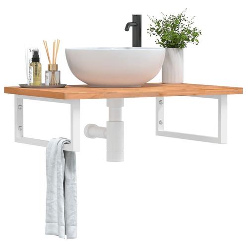 vidaXL Badkamer wandschap staal en massief beukenhout, Huis en Inrichting, Tafels | Kaptafels, Nieuw, Verzenden