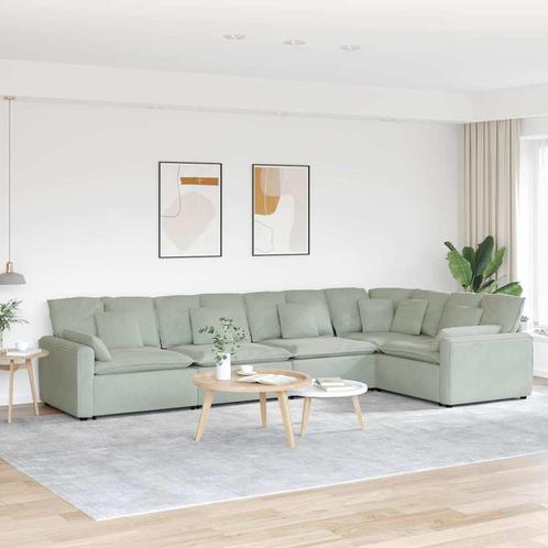 vidaXL Modulaire bank met kussens fluweel lichtgrijs, Huis en Inrichting, Banken | Bankstellen, Nieuw, Stof, Verzenden