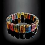 Bracelet en oog van tijger multicolore. Echte, onbehandelde