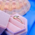 Gouden solitair ring met zirconia (gouden sieraden), Gebruikt, Overige kleuren, Ophalen of Verzenden, 17 tot 18