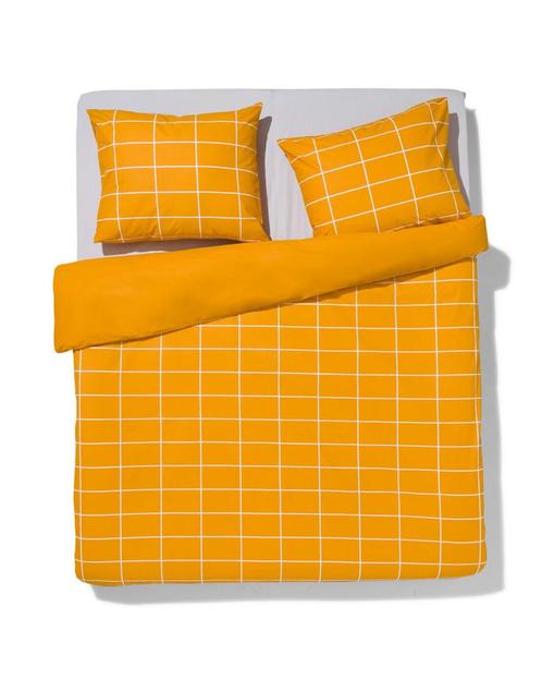HEMA Dekbedovertrek polykatoen 200x200 ruit geel, Huis en Inrichting, Slaapkamer | Beddengoed, Nieuw, Verzenden