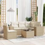 vidaXL 6-delige Loungeset met kussens poly rattan beige, Verzenden, Nieuw, Rotan, Loungeset