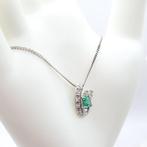Ketting met hanger Platina - 0.58ct. tw. Smaragd - Diamant