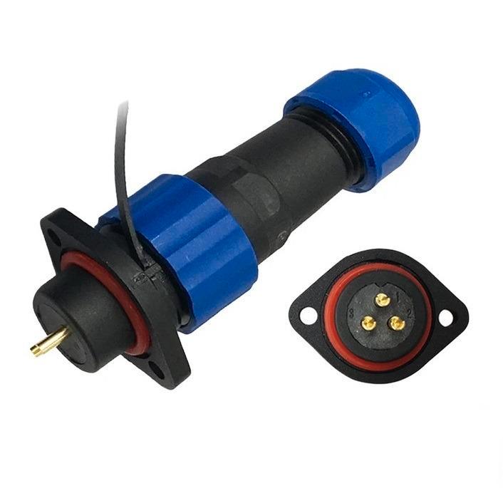 Male + chassis connector - 24V - waterdichte kabelverbinder, Doe-het-zelf en Verbouw, Elektra en Kabels, Stekker, Nieuw, Ophalen of Verzenden