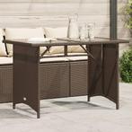 vidaXL Tuintafel met glazen blad 110x68x70 cm poly rattan, Verzenden, Nieuw