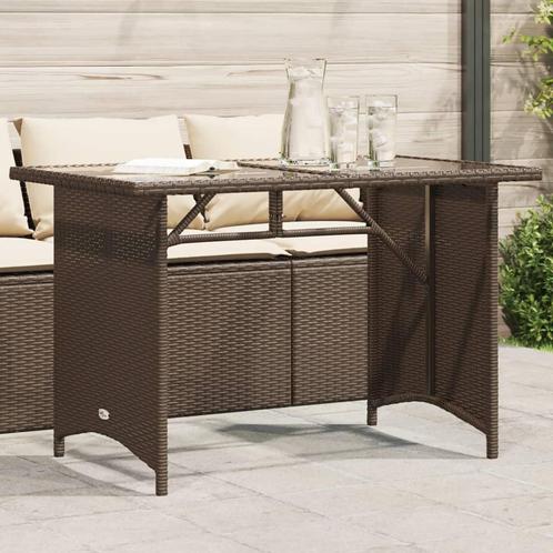 vidaXL Tuintafel met glazen blad 110x68x70 cm poly rattan, Tuin en Terras, Tuintafels, Nieuw, Verzenden
