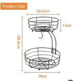 2-Laags Metalen Fruitmand met Bananenhanger, Verzenden, Nieuw