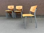 (10) Ahrend stapelbare stoelen – hout &amp; staal, Huis en Inrichting, Ophalen, Bruin, Nieuw, Vijf, Zes of meer stoelen
