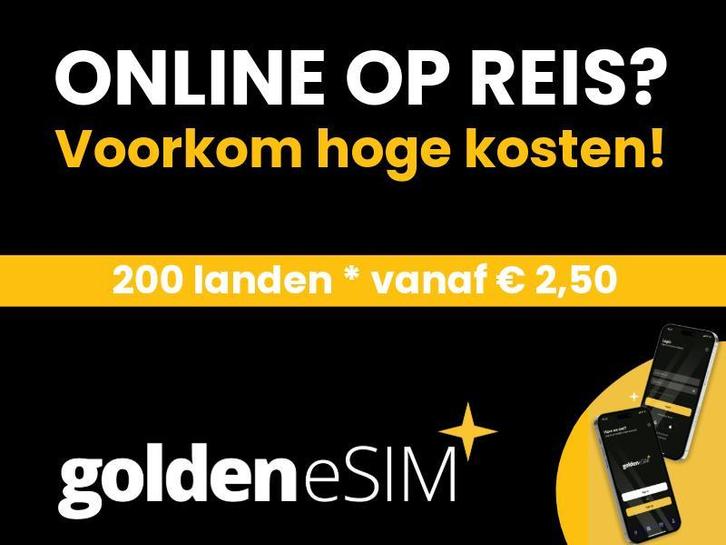 Golden eSIM - mobiel internet op reis in 200 landen, Telecommunicatie, Prepaidkaarten en Simkaarten, Simkaart, Nieuw, Overige providers