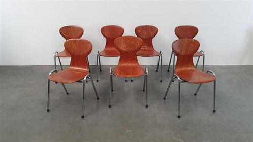 6x Eromes pagholz industriële stapelbare design stoel, Huis en Inrichting, Stoelen