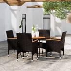 vidaXL 5-delige Tuinset poly rattan zwart, Verzenden, Nieuw, Rotan, Tuinset