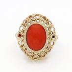 Ring - 14 karaat Geel goud Bloedkoraal, Nieuw
