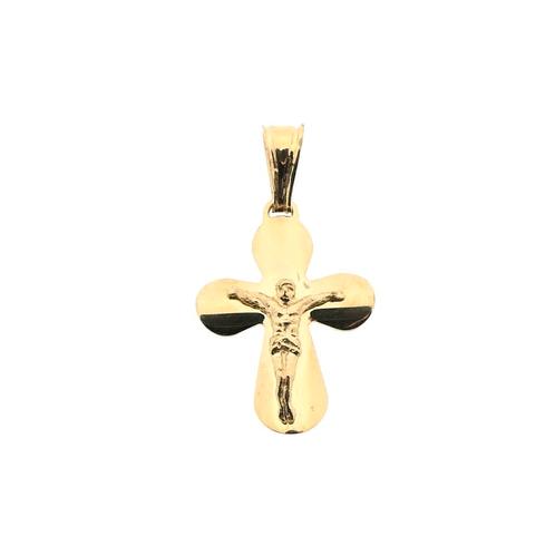 Gouden hanger van een kruis met corpus, Sieraden, Tassen en Uiterlijk, Bedels, Gebruikt, Overige merken, Goud, Ophalen of Verzenden