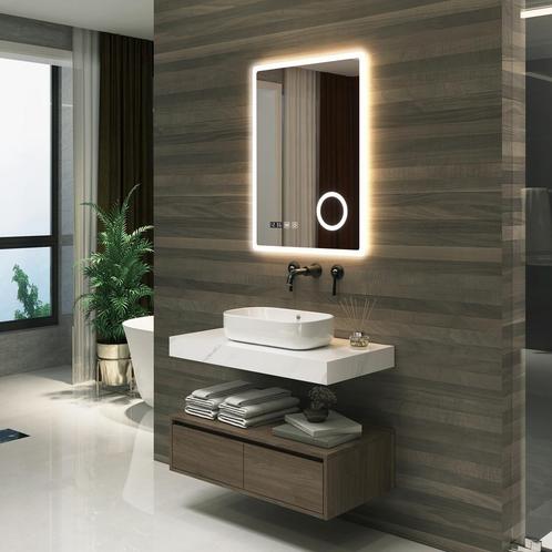 [pro.tec] Spiegel Racale met LED verlichting 80x60x3 cm wit, Huis en Inrichting, Woonaccessoires | Spiegels, Nieuw, Verzenden