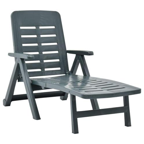 vidaXL Ligbed inklapbaar kunststof groen, Tuin en Terras, Ligbedden, Nieuw, Verzenden