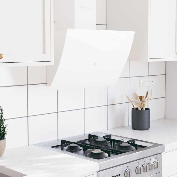 vidaXL Wandafzuigkap 60 cm staal en gehard glas wit, Witgoed en Apparatuur, Afzuigkappen, Nieuw, Verzenden