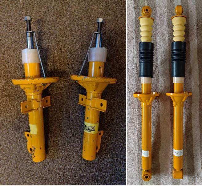 Set 4 Fiesta mk3 schokdempers vooras+achteras Apex gasdruk, Auto-onderdelen, Ophanging en Onderstel, Nieuw, Ford, Oldtimer onderdelen