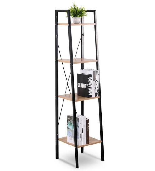 Industriële Stellingkast – 4-Lagen – Licht Eiken Hout Kast, Huis en Inrichting, Kasten | Stellingkasten, Nieuw, Verzenden