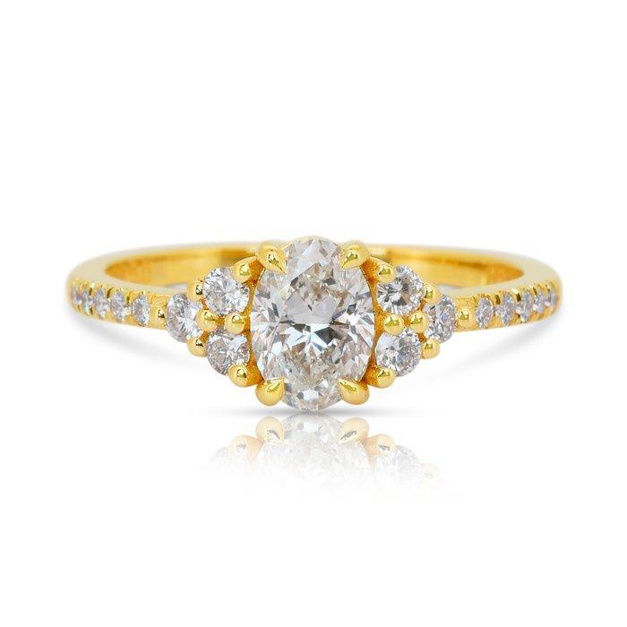 Ring - 18 karaat Geel goud - 1.00ct. tw. Diamant, Sieraden, Tassen en Uiterlijk, Ringen