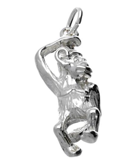 Zilveren Chimpansee aap kettinghanger, Sieraden, Tassen en Uiterlijk, Kettinghangers, Verzenden