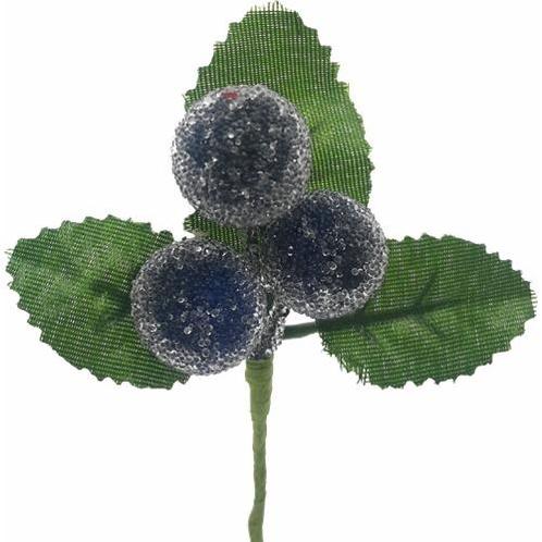 Besjes frosted raspberry pick dark blue 10 cm/ zakje 6 st, Huis en Inrichting, Woonaccessoires | Kunstplanten en Kunstbloemen