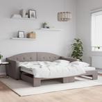 vidaXL Slaapbank met onderschuifbed 100x200 cm stof taupe, Huis en Inrichting, 100 cm, Eenpersoons, Verzenden, Nieuw